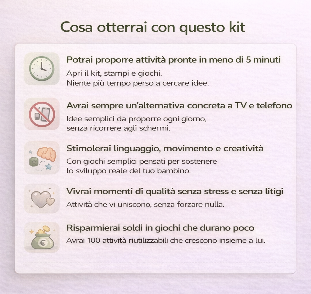 Cosa otterrai con il kit Imparare Giocando